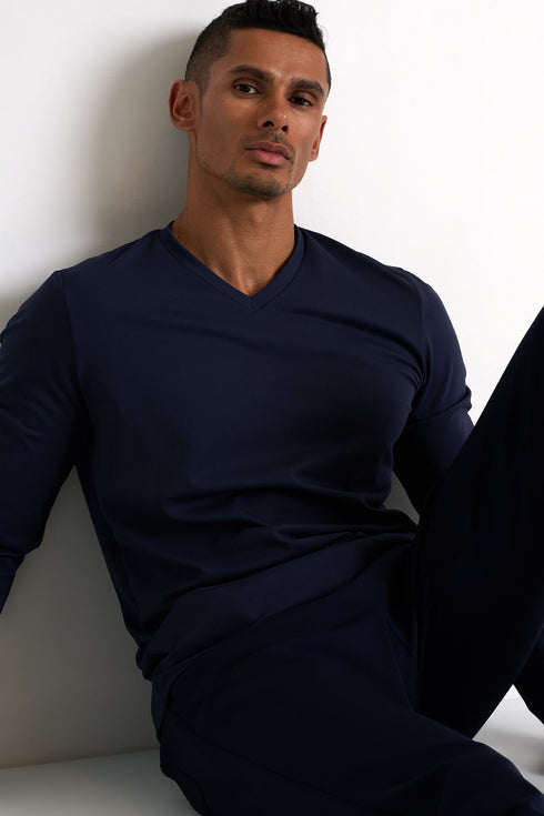 Shan Actuel Textured V-neck long sleeve jersey - 62513-92-590